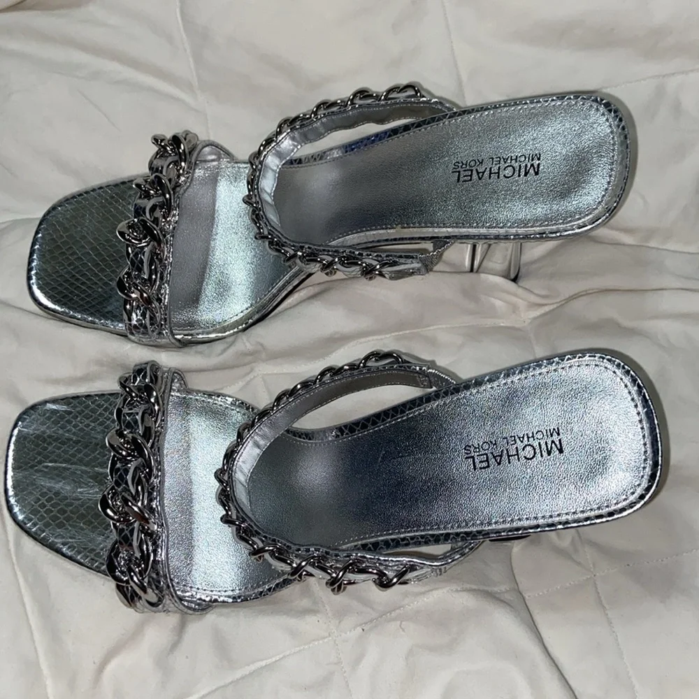 New MICHAEL KORS Clara Embellished Leather Sandals